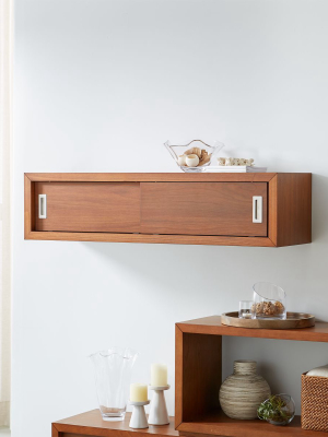 Aspect Walnut 47.5" Floating Cube Shelf With Doors