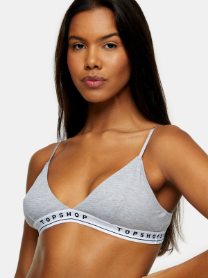 Gray Marl Branded Jersey Triangle Bra