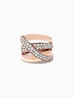 Effy Pave Classica 14k Rose Gold Diamond Ring, 0.93 Tcw