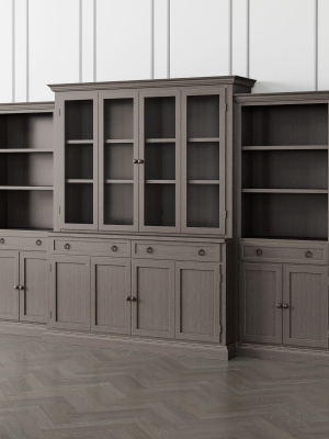 Cameo Grigio 4-piece Glass And Wood Door Wall Unit With Storage Bookcase