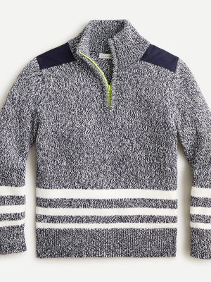 Boys' Half- Zip Sweater In Sporty Stripe