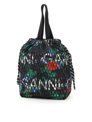 Ganni Net Overlay Logo Tote Bag