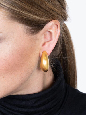 Satin Gold Tapered Half Hoop Clip Earrings