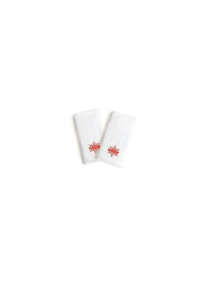 2pk Merry Christmas Red Snowflake Holiday Hand Towel Set White - Linum Home Textiles