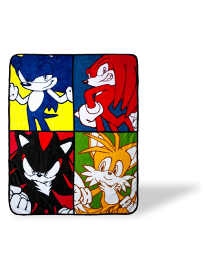 Just Funky Sonic The Hedgehog Warhol Fleece Throw Blanket | 45 X 60 Inch Cozy Blanket