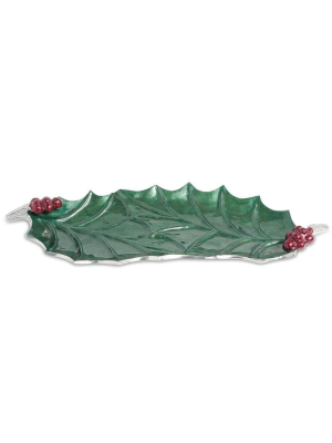 Julia Knight Holly Sprig 16" Tray In Emerald