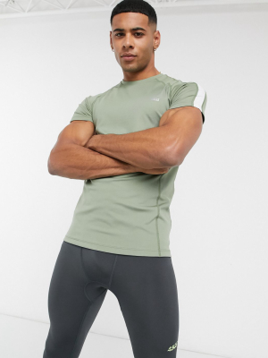 Asos 4505 Muscle Training T-shirt With Sleeve Stripe