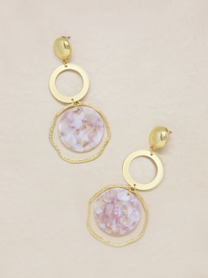 Inspired Blush Resin & 18k Gold Plated Dangle Earrings