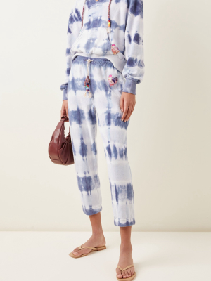 Santinella Beaded Tie-dyed Cotton Terry Pants