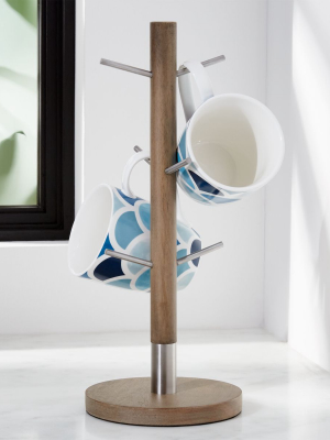 Stainless Steel And Wood Mug Tree