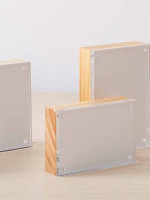 Lucite And Wood Block Picture Frames
