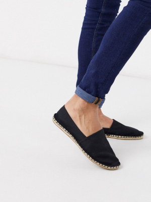 Asos Design Espadrilles In Black Canvas