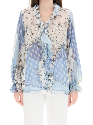 Etro Printed Ruffled Blouse