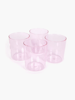 Pink Glass Cups - Set Of 4