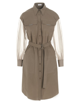 Brunello Cucinelli Puff-sleeve Shirt Dress