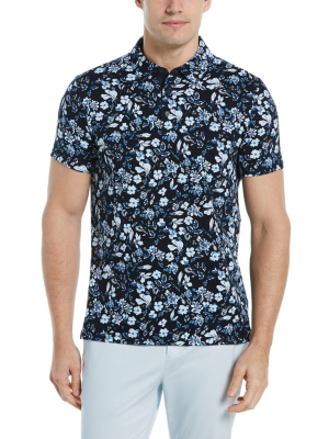 Pima Cotton Blend Floral Print Polo