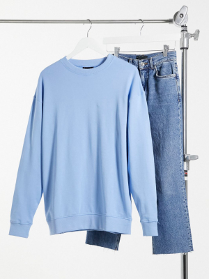 Asos Design Organic Cotton Oversized Sweatshirt In Blue