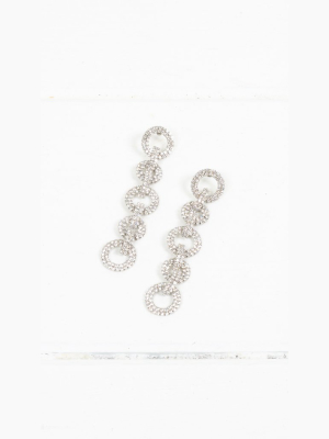 Rhinestone Statement Earrings - Silver