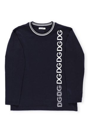 Dolce & Gabbana Kids Logo Printed Long Sleeve T-shirt