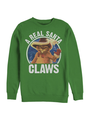 Men's Shrek Christmas Santa Claws Puss In Boots Sweatshirt