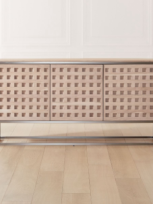 Cut Out Wood And Metal Credenza