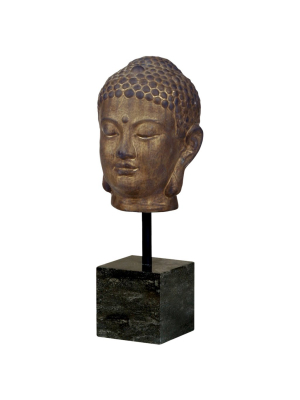 Buddha Head On Marble Stand