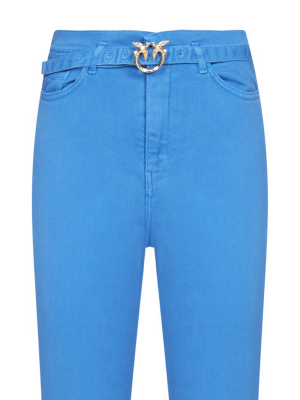 Pinko Logo Buckle High-waisted Jeans