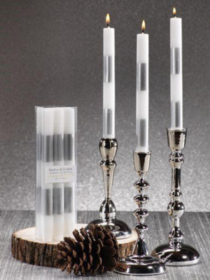 Modern & Festive Silver Formal Taper Candles - Set Of 6