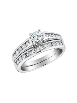 Pompeii3 1/2 Ct Diamond Engagement Wedding Ring Set 10k White Gold