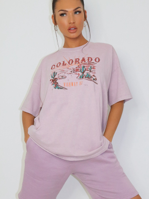 Mauve Colorado Logo Oversized Washed T Shirt