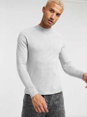Bershka Turtleneck Sweater In Gray