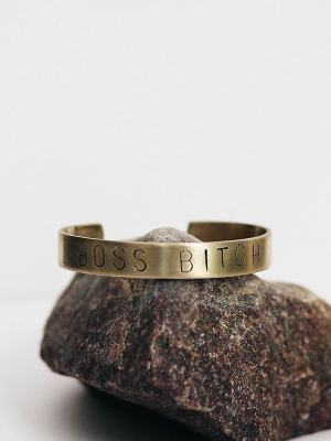 Hand Stamped Wide Brass Cuff