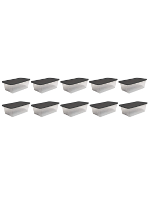 Homz Snaplock Extra Small 6-quart Clear Storage Container W/ Gray Lid, 10-pack