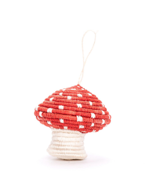 Handwoven Baskets By Blu Red Mushroom Ornament