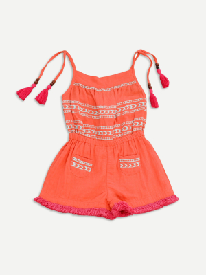 Girls' Mer St. Barth™ Inez Romper With Embroidery