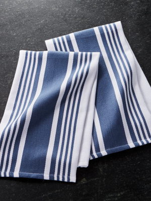 Cuisine Stripe Indigo Blue Dish Towels, Set Of 2