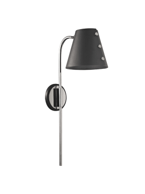 Meta 1 Light Wall Sconce With Plug - Polished Nickel/black