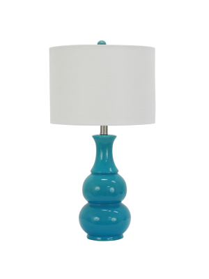 24" Harper Ceramic Table Lamp Teal - Decor Therapy