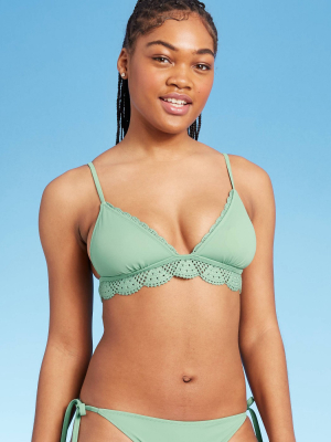 Women's Crochet Triangle Bikini Top - Shade & Shore™ Sage Green