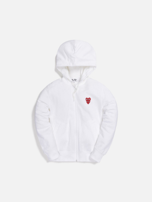 Comme Des Garçons Play Mens Sweatshirt Zip Up Hoodie - White