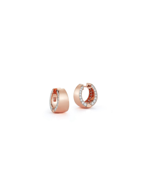 Lytton 18k Rose Gold Hoop With Diamond Edge Earring