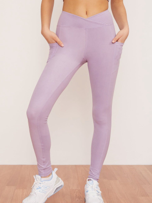 Recycled Crossover Pocket Legging - Lavender