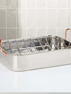 Stainless Steel Roasting Pan With Copper Handles