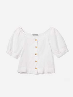 The Linen Puff-sleeve Top