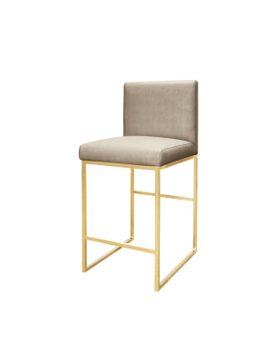 Kingston Beige Counter Stool Brass