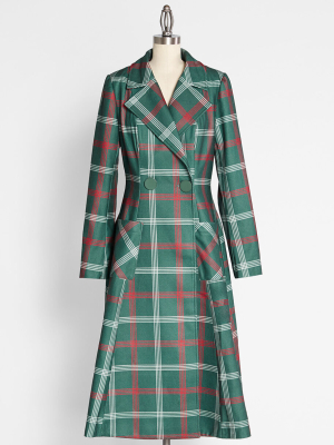 Modcloth X Collectif Pardon Our Trench Plaid Coat