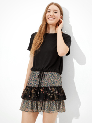 Ae Chiffon Tiered Ruffled Mini Skirt