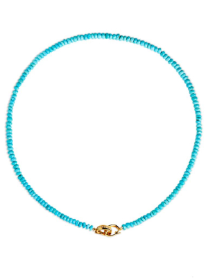 14kt Yellow Gold Diamond Interlocking Turquoise Necklace