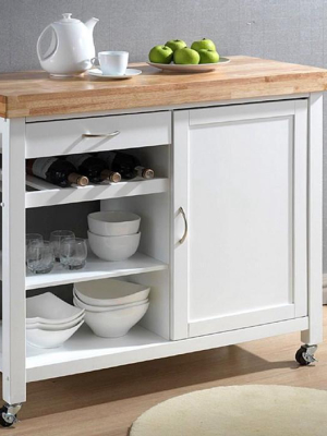 Davin White Modern Kitchen Cart