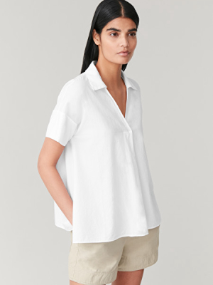 Short-sleeved Top With Pleat